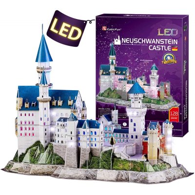 3D пазл CubicFun Серия "LED" Нойшванштайн, 128 деталей UT-L174h