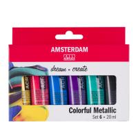 Набор акриловых красок AMSTERDAM Standard 6 цв x 20 мл, металлик RT17820504