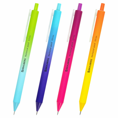 Карандаш механический BRAUBERG "SOFT GRADE" 0.5 мм корпус soft-touch ассорти S-181958