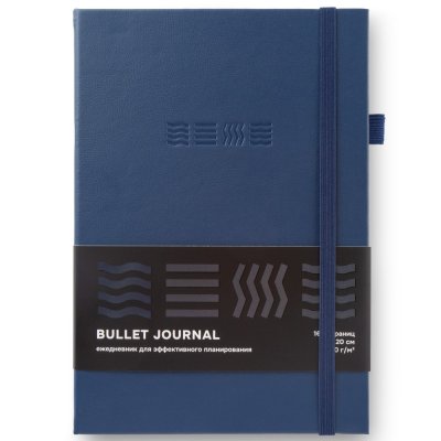 Блокнот для записей Стихия Bullet Journal 100 г/м2, 14 x 20 см, 80 л, жесткая обложка, тёмно-синий NP-ST04054
