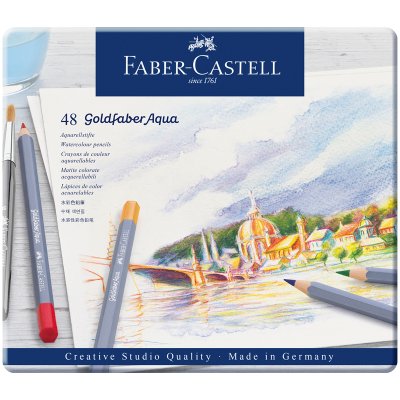 Карандаши акварельные художественные Faber-Castell "Goldfaber Aqua" 48 цв, метал.коробка RE-114648