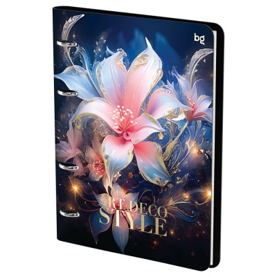 Тетрадь на кольцах 120л. A5 BG "Цветы" кожзам, тиснение фольгой RE-N5r120_59500