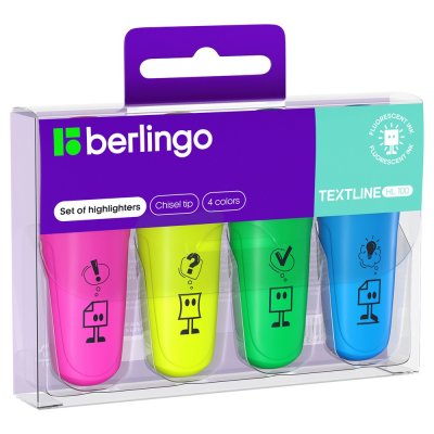 Набор текстовыделителей Berlingo "Textline HL100" мини, 4 цв 1-5 мм RE-T1020