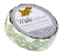 Скотч декоративный FOLIA Washi Dekor 15 мм x 5 м, ажурный, бабочки, зеленый FL-29002