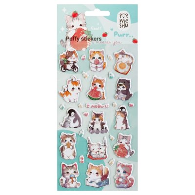 Наклейки объемные MESHU "I meow you" 10 x 23 см, с блестками RE-MS_66572