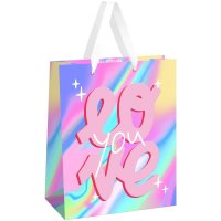 Пакет подарочный 26 x 32 x 12 см MESHU "Love" голографический картон RE-MS_61709
