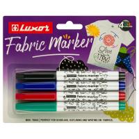 Набор маркеров для ткани Luxor "Fabric" пулевидный 4 цв, 1-2 мм, блистер RE-33300/4_BC