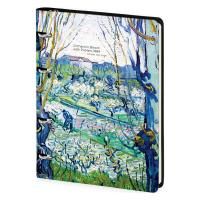 Тетрадь на кольцах 80л. A5 ЛАЙТ, кожзам, Greenwich Line "Van Gogh. Orchard in Bloom" тон. блок RE-Nr4A5_43421