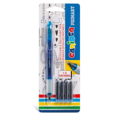 Ручка шариковая Carioca "Primary" многоразовая, с 4 сменными картриджами 1 мм GG-43248