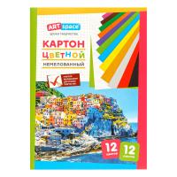 Картон цветной ArtSpace А4 12л. 12цв, немелованный, в папке RE-Нкн12-12_6960