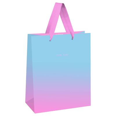 Пакет подарочный 18 x 23 x 10 см MESHU "Duotone. Light blue-Pink gradient", отд. фольгой, матовая ламинация RE-MS_51845