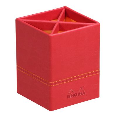 Подставка для карандашей RHODIARAMA 8 x 8 x 11 см, 4 отделения, экокожа, красный мак RH-318913C