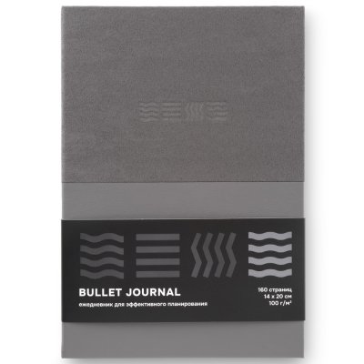 Блокнот для записей Стихия Bullet Journal 100 г/м2, 14 x 20 см, 80 л, жесткая обложка, серый NP-ST04057