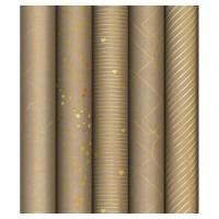 Упаковочная бумага крафт MESHU "Golden Pattern" 1л. 70 x 100 см 80 г/м2, фольг, ассорти RE-MS_55007