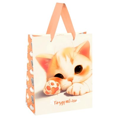 Пакет подарочный 18 x 23 x 10 см MESHU "Lovely kitten" матовая ламинация RE-MS_66120