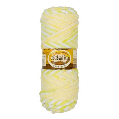 Пряжа ADELIA Baby Mimi 100% полиэстер 1 x 100 г 80 ± 4 м №01 белый-салатовый-желтый-св.желтый ADE-BM-01