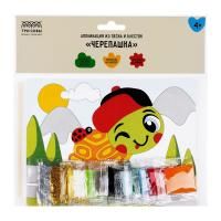 Аппликация из песка и блесток ТРИ СОВЫ "Черепашка" с раскраской, пакет RE-ФП_47828