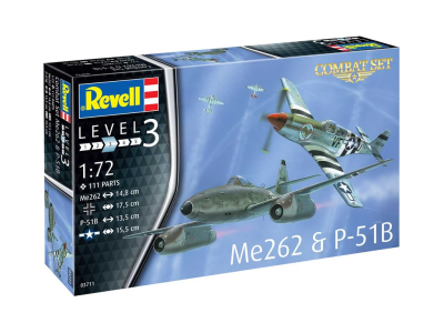 Сборная модель: REVELL Combat Set Турбореактивный истребитель Me262 и истребитель дальнего радиуса действия P-51B 1:72, подарочный набор UT-63711