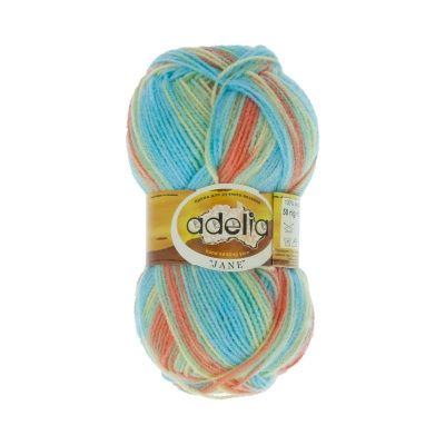 Пряжа ADELIA Jane 100% акрил 1 х 50 г 227 ± 10 м №12 желтый-оранжевый-св.зеленый-голубой ADE-JAN-12