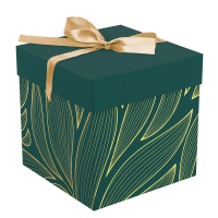 Коробка складная подарочная MESHU "Leaves" 15 x 15 x 15 см, с лентой, отд фольгой RE-MS_62556