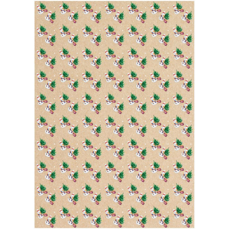 Упаковочная бумага крафт MESHU "Снеговик" 1л. 70 x 100 см 70 г/м2 RE-MS_53453