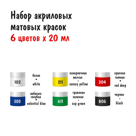 Набор матовых акриловых красок VISTA-ARTISTA Idea 6 цв x 20 мл IMAS-06