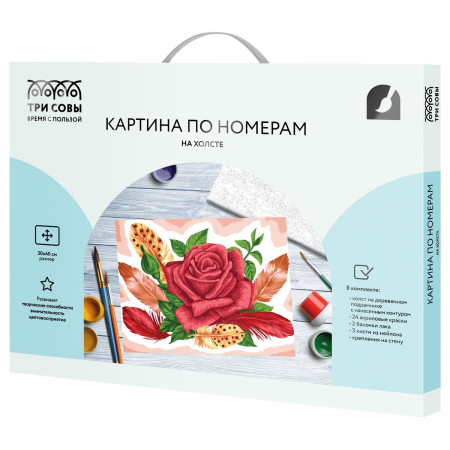 Картина по номерам на холсте ТРИ СОВЫ "Роза" 30 x 40 см, краски, кисть RE-КХ3040_53845