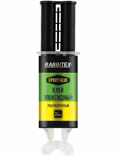 Клей эпоксидный прозрачный RABBITEX смола + отвердитель шприц лопатка 2 х 12 мл S-609817