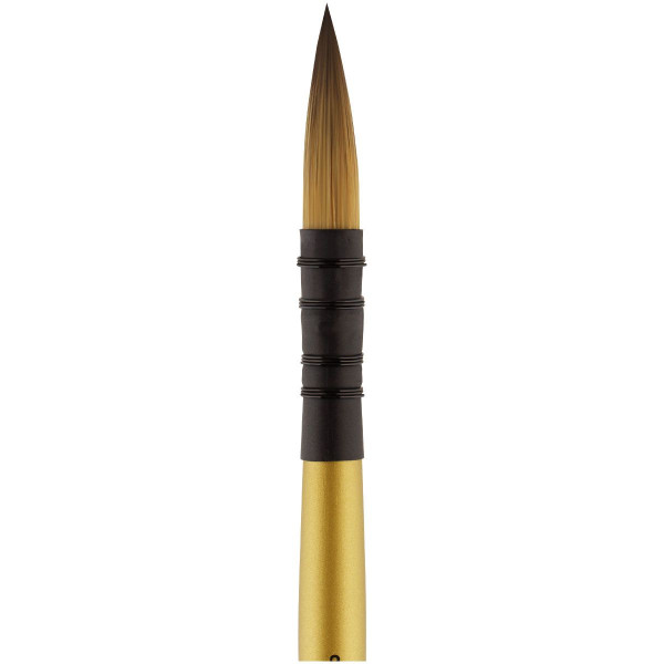 Кисть художественная синтетика ГАММА "Gold Brush" круглая №8 французское крепление, короткая ручка RE-1000008