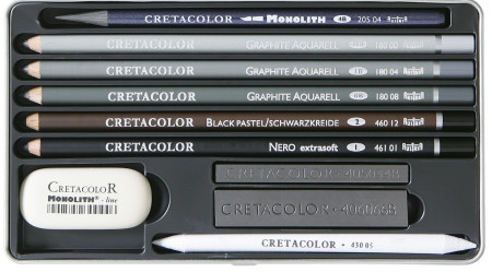 Набор для графики CRETACOLOR Artino Graphite 10 предметов, мет.пенал CR40021