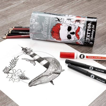 Набор для скетчинга CRETACOLOR Tattoo 14 предметов, мет.упаковка CR40083