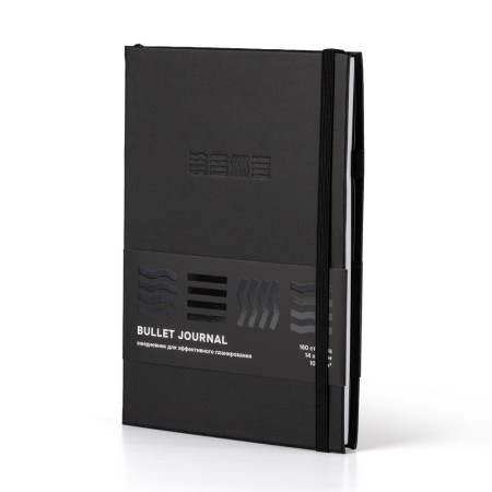 Блокнот для записей Стихия Bullet Journal 100 г/м2, 14 x 20 см, 80 л, жесткая обложка, черный NP-ST04053