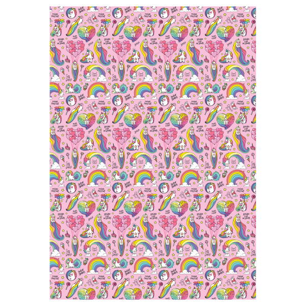 Упаковочная бумага глянцевая MESHU "Unicorn" 1л. 70 x 100 см 80 г/м2, ассорти, 1 шт RE-MS_62805