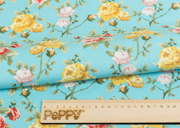 Ткань для пэчворка PEPPY ВЕРСАЛЬСКИЕ САДЫ 50 x 55 см 146 ± 5 г/м2 100% хлопок ВС-14 голубой