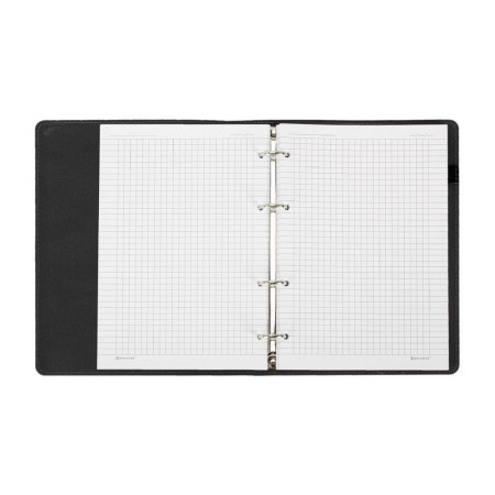 Тетрадь на кольцах 120л. А5 BRAUBERG "ELEGANT" экокожа, с резинкой, черный S-405240