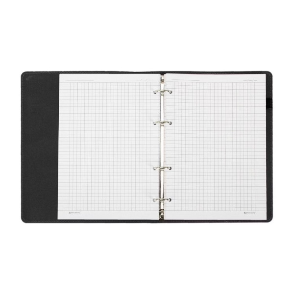 Тетрадь на кольцах 120л. А5 BRAUBERG "ELEGANT" экокожа, с резинкой, черный S-405240