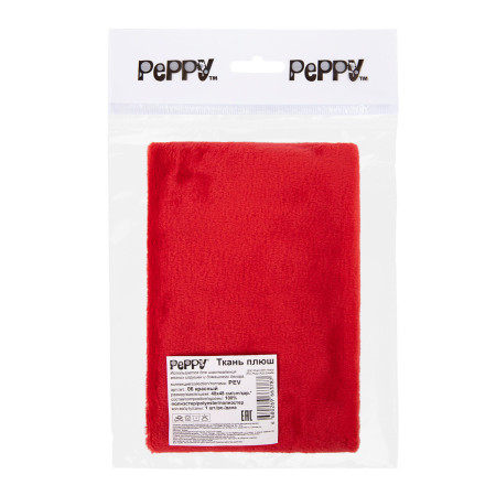 Ткань для игрушек PEPPY Плюш PEV 48 x 48 см 273 ± 5 г/м2 100% полиэстер 06 красный/red PEV-06