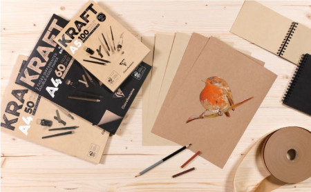Скетчбук CLAIREFONTAINE Kraft 120 г/м2 A4 50 л, склейка, коричневые листы RH-975815C