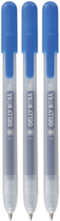 Ручка гелевая SAKURA Gelly Roll Stardust, набор 3 шт, синий, средний наконечник 0.8 мм, выдвижной корпус RTPXGBRACL3A