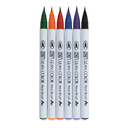 Набор маркеров с кистью Clean Color Real Brush 6 шт MPRB-6000A/6V