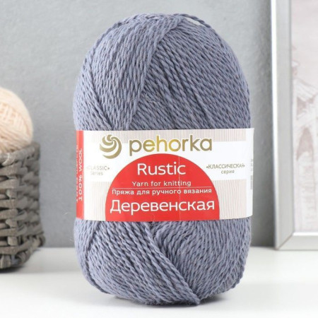 Пряжа Пехорская ПТ "Деревенская" 100% шерсть 1 х 100 г 250 ± 15 м №039 серо-голубой PEH-DER-039