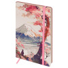 Записная книжка А5 80л. Greenwich Line "Sakura. Lonely mountain" ЛАЙТ, кожзам, с резинкой, тиснение фольгой, блок в линию RE-NA5_51396