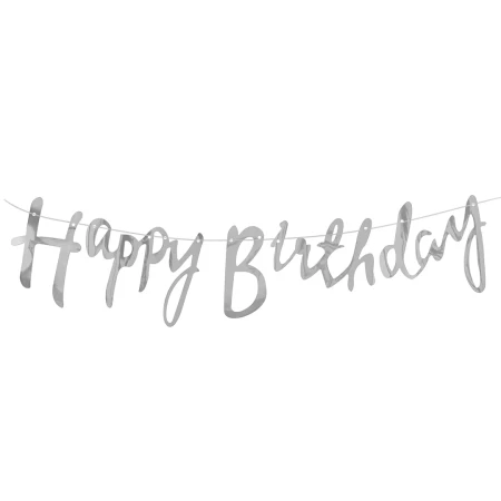 Гирлянда Happy Birthday (курсив), серебро 500 см SF-521177