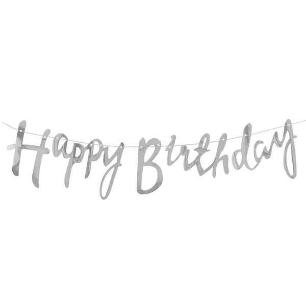 Гирлянда Happy Birthday (курсив), серебро 500 см SF-521177