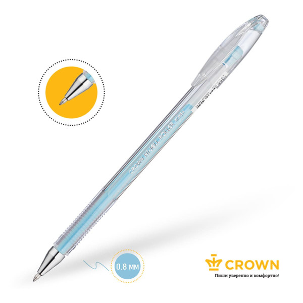Ручка гелевая Crown "Hi-Jell Pastel" голубая пастель, 0.8 мм RE-HJR-500P-BL