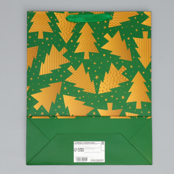 Пакет подарочный ламинированный 32 × 26 × 10 см "Елочки" SIM-9750225