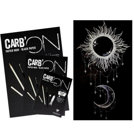 Скетчбук CLAIREFONTAINE Carb'ON 120 г/м2 A5 20 л, склейка, черные листы RH-975038C