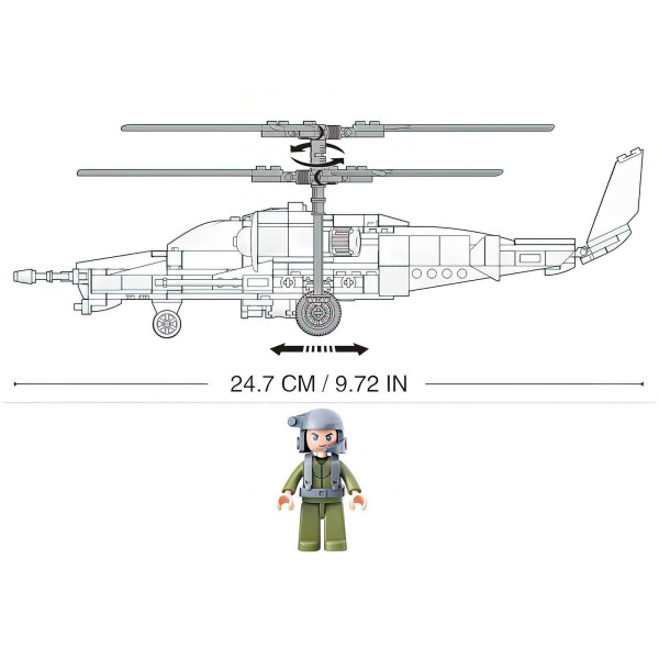 Конструктор Модельки "Вертолет "Черная акула" 330 деталей SIM-9590283