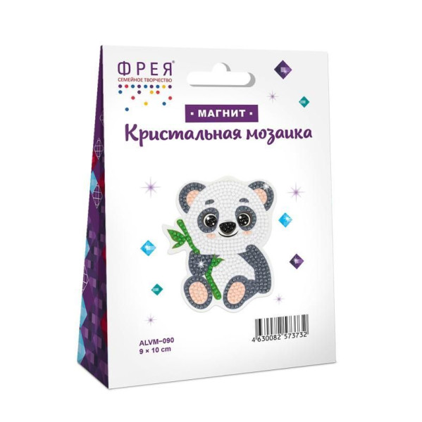 Кристальная (алмазная) мозаика ФРЕЯ магнит "Панда" 9 х 10 см ALVM-090