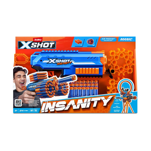 Игровой набор ZURU X-Shot INSANITY Мэник (бластер, 24 снаряда) ROS-44147